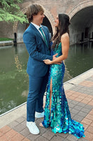 Load image into Gallery viewer, Dark Navy Notched Lapel One Button 2-Piece Men's Prom Suits with Pockets