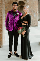 Load image into Gallery viewer, Notched Lapel Purple One Button 2 Piece Men's Prom Suits