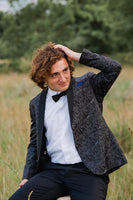 Load image into Gallery viewer, Single Breasted Shawl Lapel Black Jacquard 2 Piece Prom Suits