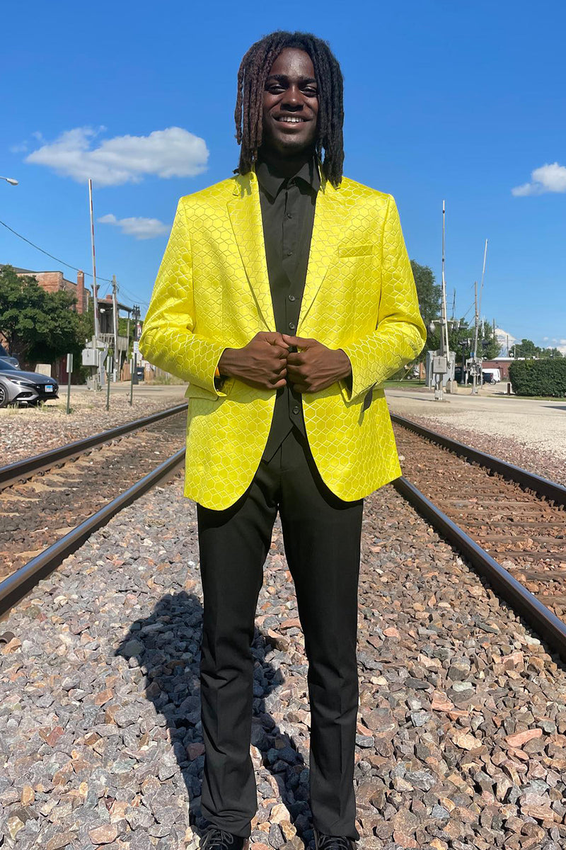 Load image into Gallery viewer, Yellow Notched Lapel One Button 2 Piece Men's Prom Suits