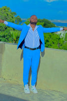 Load image into Gallery viewer, Shawl Lapel 2 Pieces Slim Fit Blue Men's Prom Suits