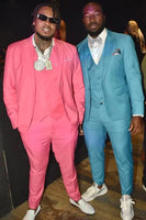 Load image into Gallery viewer, Blue Notched Lapel 3 Pieces Slim Fit Men's Prom Suits