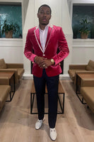 Load image into Gallery viewer, Notched Lapel 2 Pieces Fuchsia Men's Prom Suits