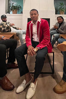 Load image into Gallery viewer, Notched Lapel 2 Pieces Fuchsia Men's Prom Suits