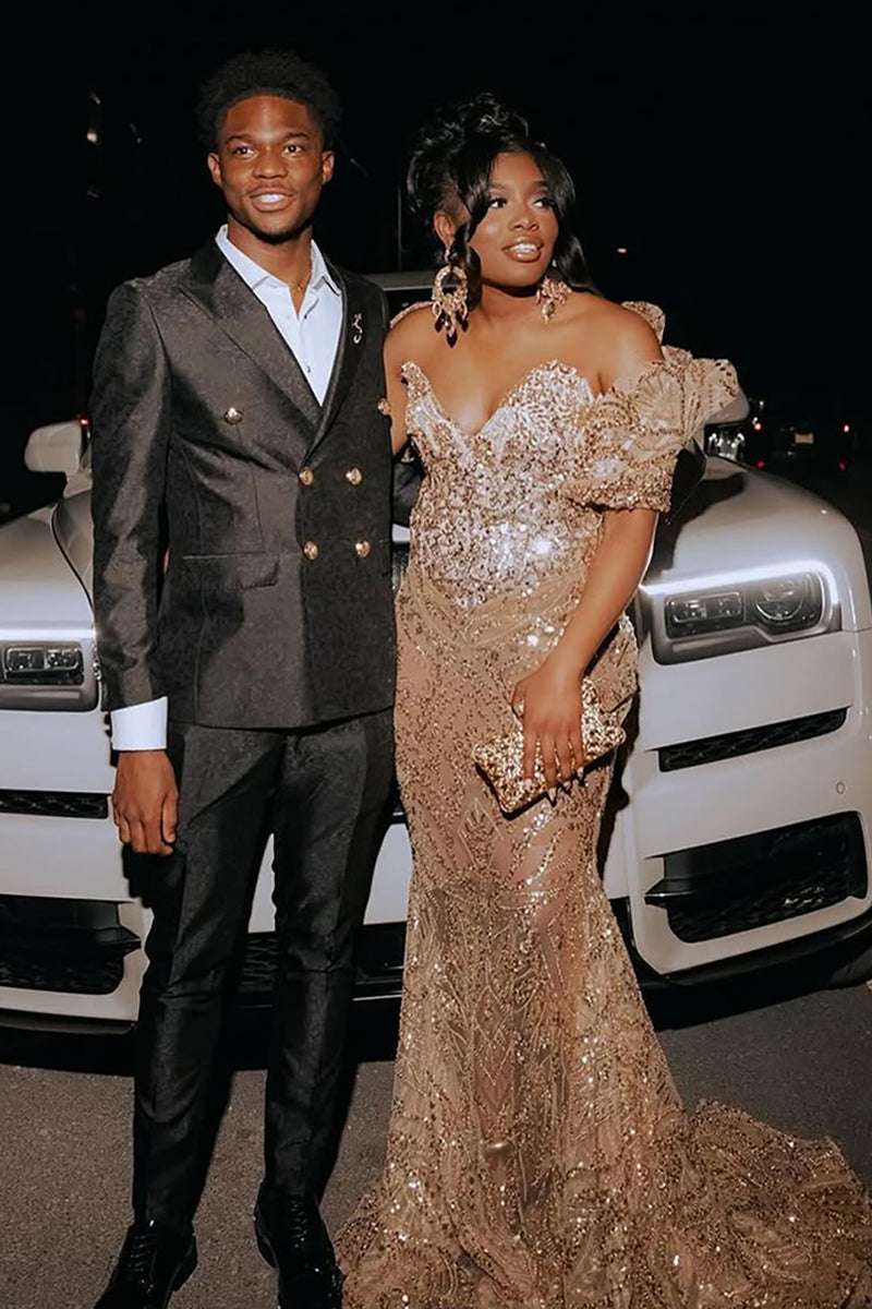 Load image into Gallery viewer, Black 2 Pieces Slim Fit Peaked Lapel Men's Prom Suits