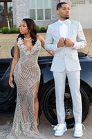 Load image into Gallery viewer, Notched Lapel 2 Pieces Light Grey Men's Prom Suits