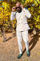 Load image into Gallery viewer, Ivory 2 Pieces Peaked Lapel Slim Fit Men's Formal Suits