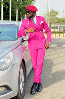 Load image into Gallery viewer, Peaked Lapel 2 Pieces Fuchsia Men's Prom Suits