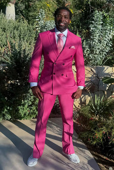 Fuchsia 2 Pieces Peaked Lapel Men's Prom Suits