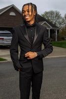 Load image into Gallery viewer, Black 2 Pieces Notched Lapel Men's Wedding Suits