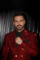 Load image into Gallery viewer, Red Peaked Lapel Double Breasted Prom Blazer