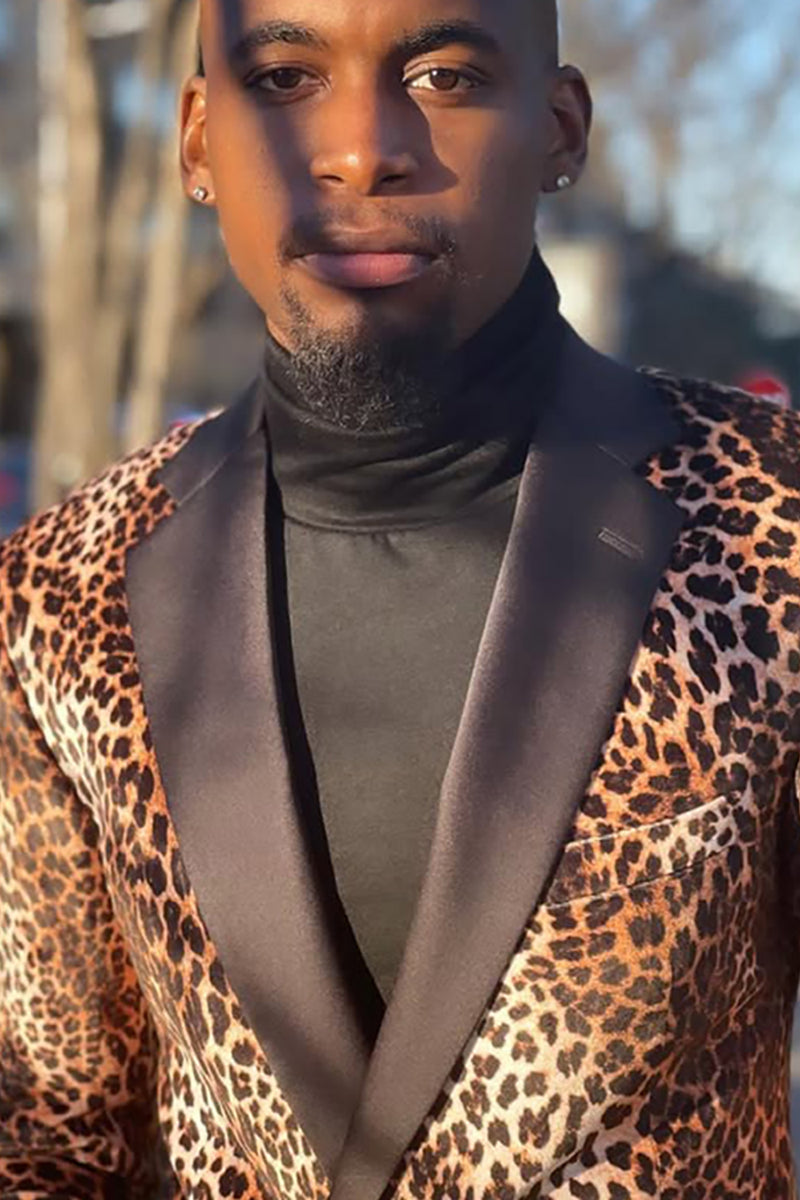 Load image into Gallery viewer, Leopard Printed Notched Lapel 2-Piece Prom Suits