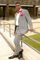 Load image into Gallery viewer, Grey 2 Pieces Striped Notched Lapel Men's Prom Suits