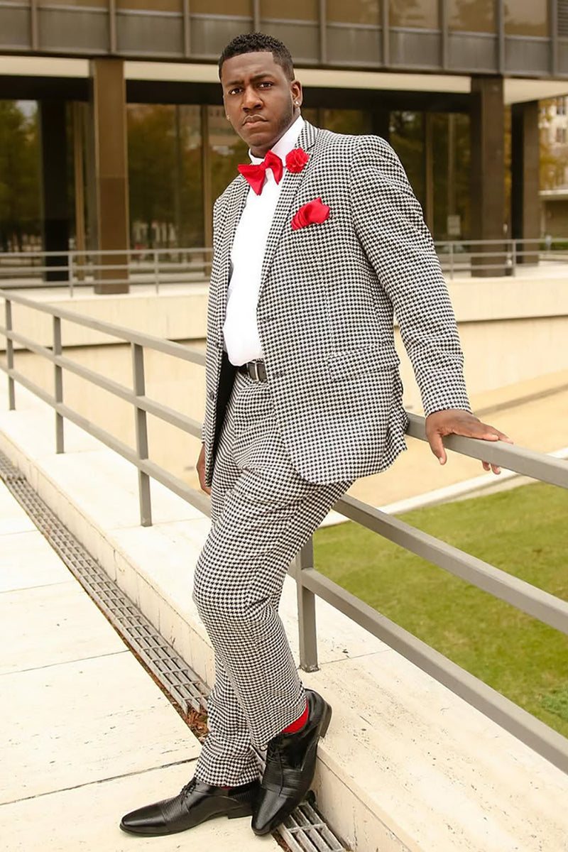 Load image into Gallery viewer, Grey 2 Pieces Striped Notched Lapel Men's Prom Suits