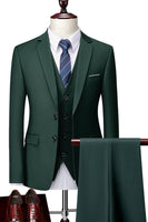 Load image into Gallery viewer, Dark Green 3 Pieces Notched Lapel Men Prom Suits