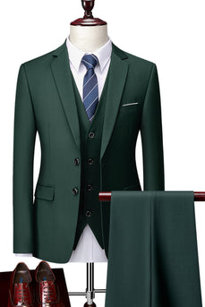 Dark Green 3 Pieces Notched Lapel Men Prom Suits