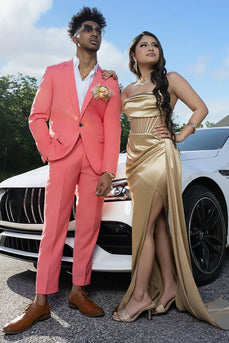 Notched Lapel Pink 2 Pieces Men's Prom Suits