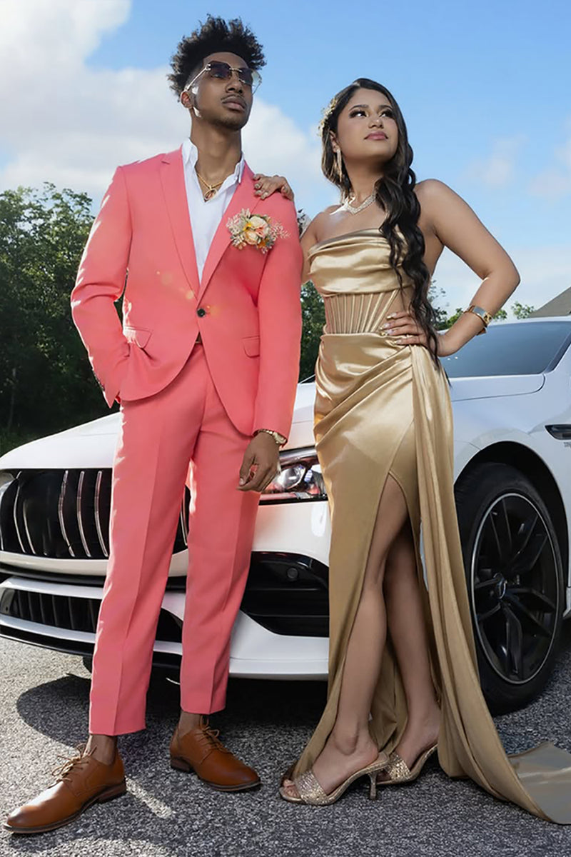 Load image into Gallery viewer, Notched Lapel Pink 2 Pieces Men's Prom Suits