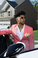 Load image into Gallery viewer, Notched Lapel Pink 2 Pieces Men's Prom Suits