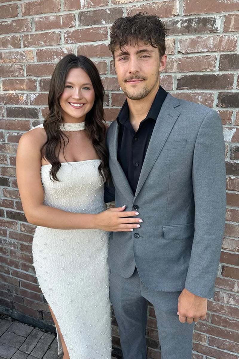 Load image into Gallery viewer, Grey Notched Lapel 2 Pieces Slim Fit Men's Prom Suits