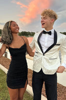 Load image into Gallery viewer, Jacquard Shawl Lapel 2 Pieces White Satin Men's Prom Suits