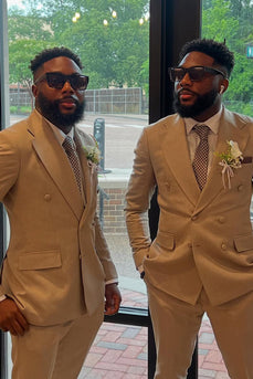 Khaki 2 Piece Notched Lapel Men's Prom Suits