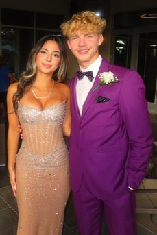 Purple 2 Piece Notched Lapel Men's Prom Suits