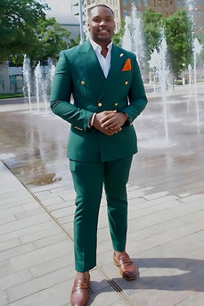Peacock Green 2 Piece Peaked Lapel Men's Prom Suits