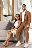 Load image into Gallery viewer, Brown 2 Piece Notched Lapel Men's Formal Suits