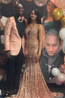 Shawl Lapel 2 Pieces Printed Pink Men's Prom Suits