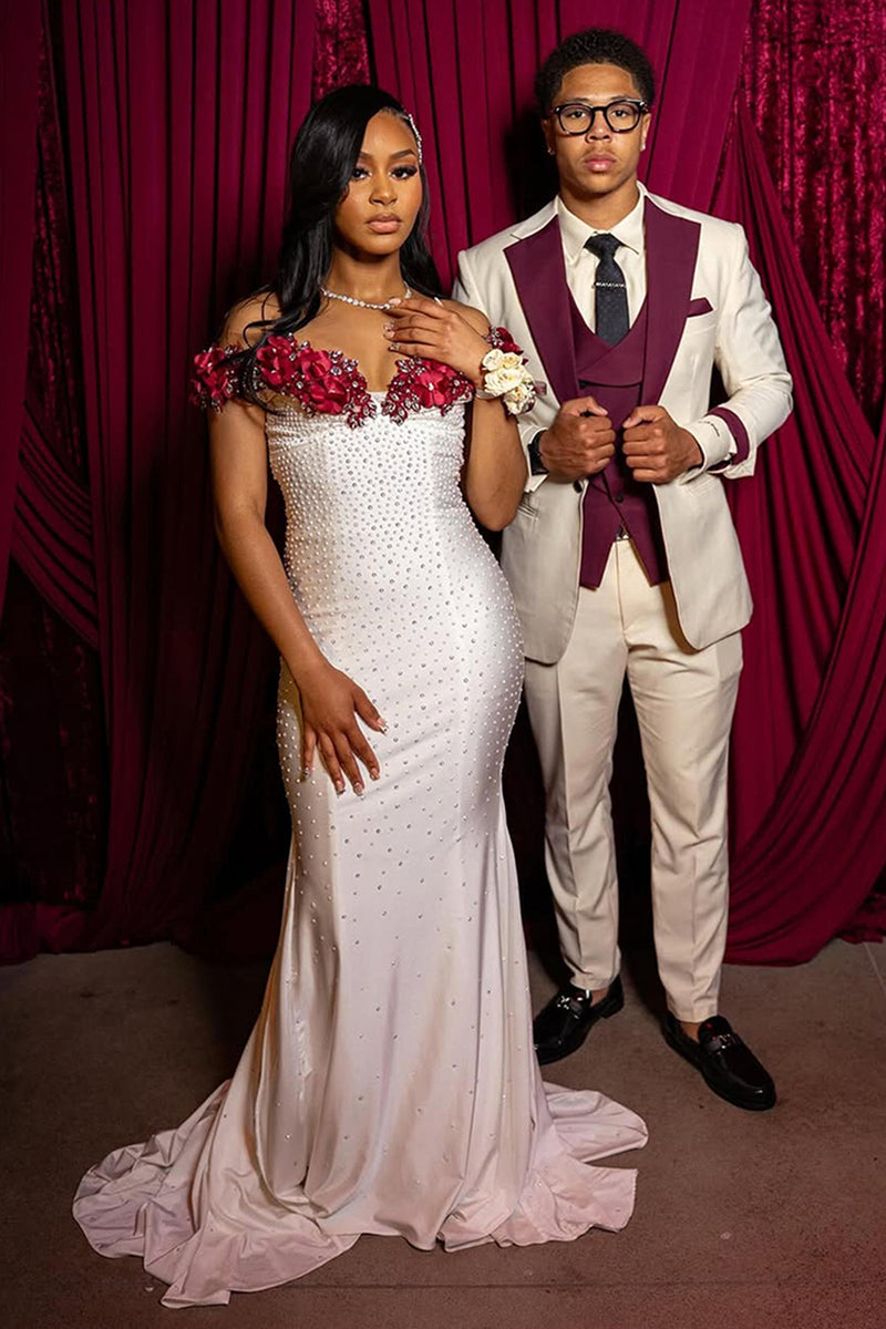 Load image into Gallery viewer, Notched Lapel 3 Pieces White Men's Prom Suits