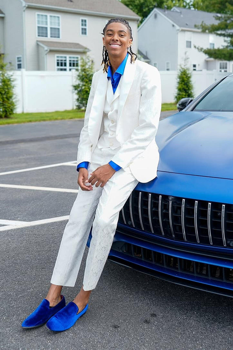 Load image into Gallery viewer, Shawl Lapel 3 Pieces White Men's Prom Suits