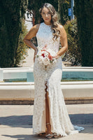 Load image into Gallery viewer, Ivory Open Back Boho Lace Wedding Dress