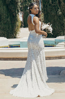 Load image into Gallery viewer, Ivory Open Back Boho Lace Wedding Dress