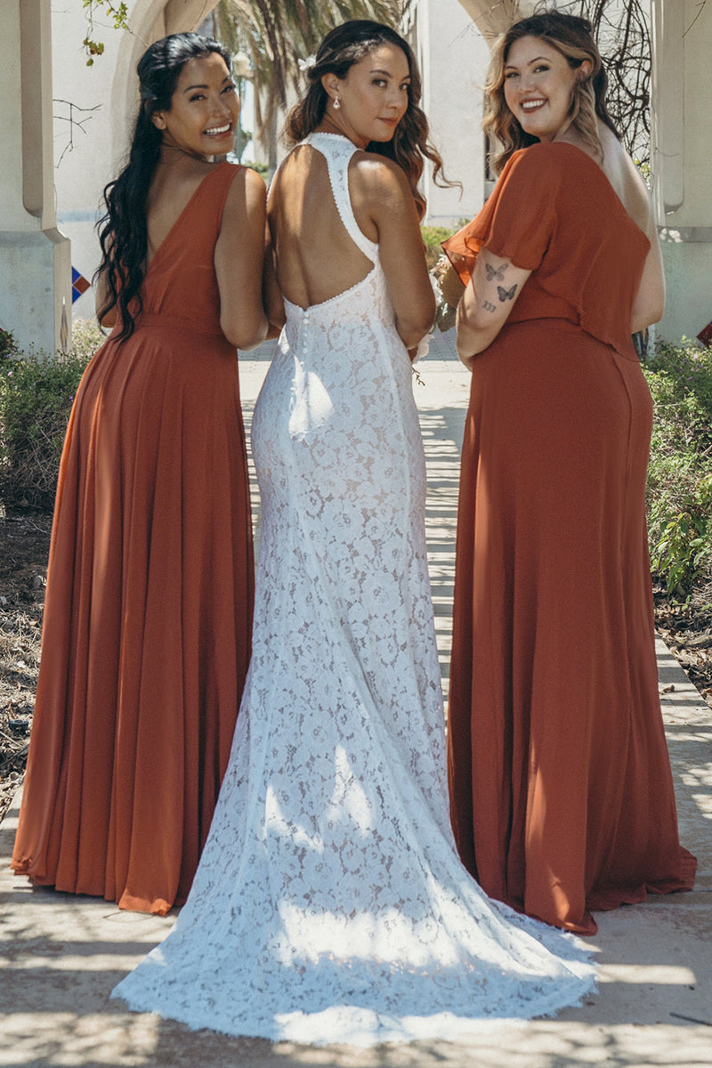 Load image into Gallery viewer, Ivory Open Back Boho Lace Wedding Dress