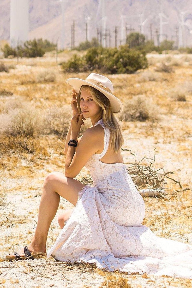 Load image into Gallery viewer, Ivory Open Back Boho Lace Wedding Dress