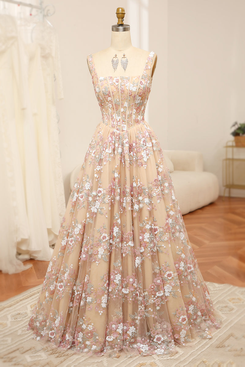 Hellymoon Women Champagne Spaghetti Straps A-Line Beaded Corset Prom Dress hellymoonuk Hellymoon Women Champagne Spaghetti Straps A-Line Beaded Corset Prom Dress hellymoonuk