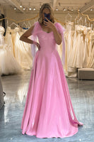 Load image into Gallery viewer, Pink Spaghetti Straps A Line Long Corset Prom Dress