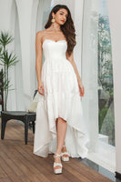 Load image into Gallery viewer, Simple Asymmetrical White Graduation Dress