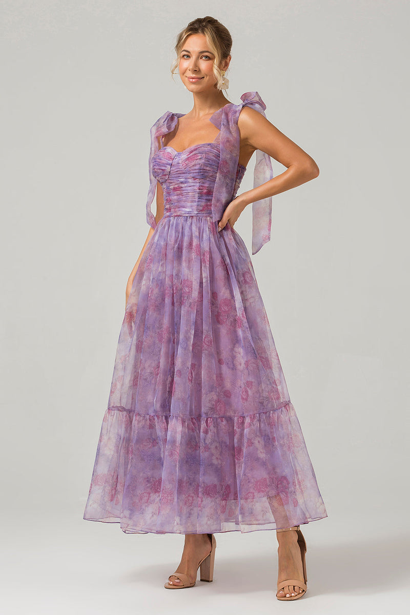 fitted lace wedding dress Hellymoon Women Purple Prom Dress with Pleated A Line Printed Tulle Tea-Length  Party Dress – hellymoonuk
