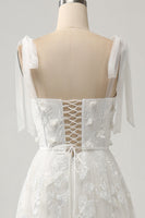 Load image into Gallery viewer, Ivory A-Line Spaghetti Straps Wedding Dress with Appliques