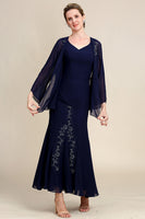Load image into Gallery viewer, Navy Two Piece Sparkly Beaded Mother of the Bride Dress