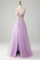 Load image into Gallery viewer, A Line Spaghetti Straps Long Prom Dress with Appliques