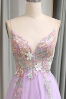 Load image into Gallery viewer, A Line Spaghetti Straps Long Prom Dress with Appliques