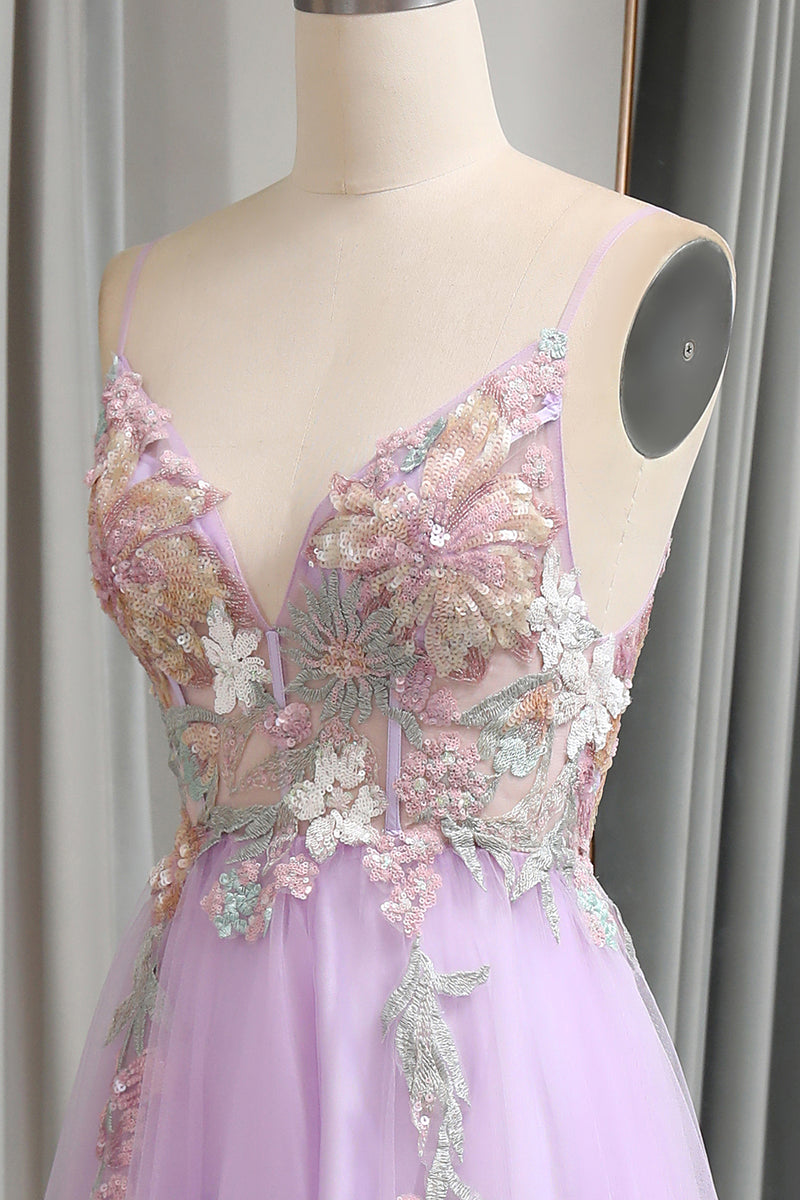 Load image into Gallery viewer, A Line Spaghetti Straps Long Prom Dress with Appliques