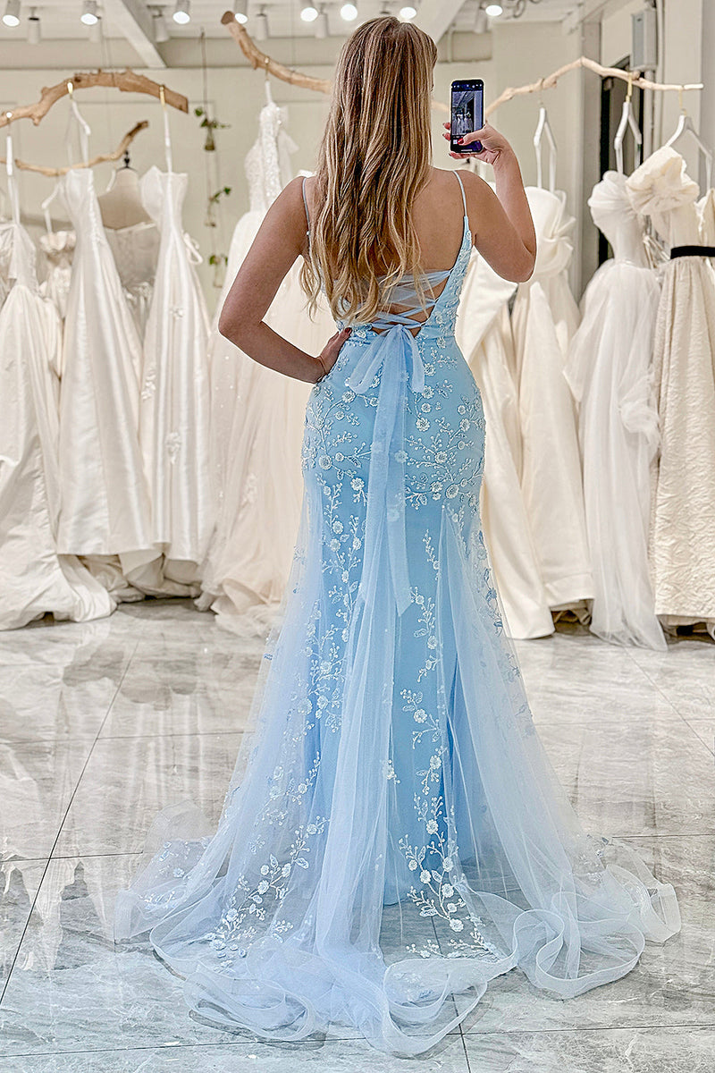 Load image into Gallery viewer, Mermaid Blush Spaghetti Straps Beaded Prom Dress