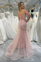 Load image into Gallery viewer, Mermaid Blue Spaghetti Strap Beaded Long Prom Dress