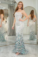 Load image into Gallery viewer, Sparkly Dark Green Mermaid One Shoulder Sequin Long Prom Dress