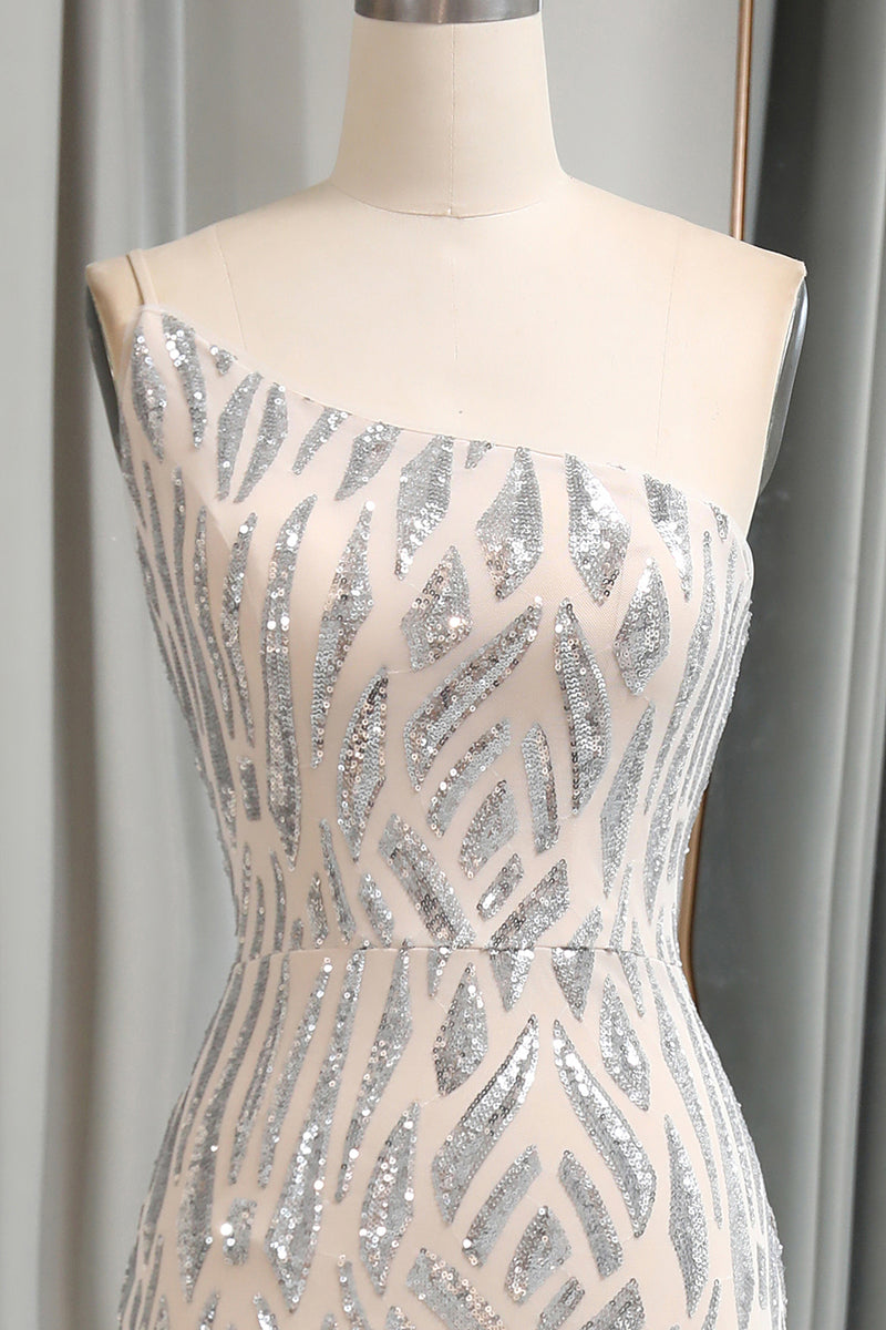 Load image into Gallery viewer, Green Mermaid One Shoulder Sequin Long Prom Dress