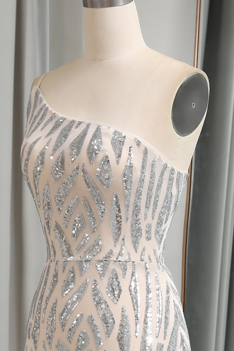 Load image into Gallery viewer, Green Mermaid One Shoulder Sequin Long Prom Dress